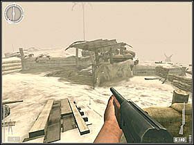 To dokładnie ten pojazd, o którym przed momentem pisałem, można go zniszczyć z okna po drugiej stronie budynku - Tarawa (4) | Kampania 4 | Medal of Honor Wojna na Pacyfiku - Medal of Honor: Wojna na Pacyfiku - poradnik do gry