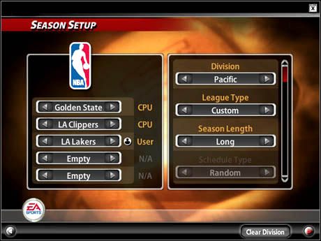 Po wybraniu opcji Season będziesz musiał wpierw skonfigurować nadchodzący rok - [Game Mods] Season - Season Setup | NBA Live 2005 - NBA Live 2005 - poradnik do gry