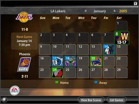 To właśnie tutaj będziesz mógł posuwać się naprzód i brnąć mozolnie przez mecze sezonu - [Game Mods] Season - Season Central | NBA Live 2005 - NBA Live 2005 - poradnik do gry