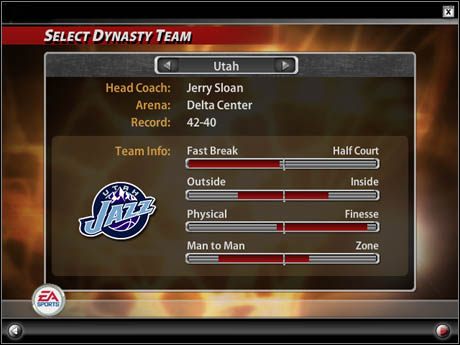 Zaraz po wyborze Dynasty Mode czeka na Ciebie wybór drużyny - [Game Mods] Dynasty Mode - Dynasty Setup | NBA Live 2005 - NBA Live 2005 - poradnik do gry
