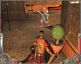 W następnej sali zabij z mroku wartownika, stojącego przy roślinie [1] i wejdź do środka - Misja 6 (cz.2) | Augustus W służbie Cezara - Augustus: W służbie Cezara - poradnik do gry