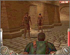 Podejdź do skrzyni z lewej i po krótkiej scenie zacznij iść powoli za konsulem i jego świtą [1] - Misja 7 (cz.1) | Augustus W służbie Cezara - Augustus: W służbie Cezara - poradnik do gry