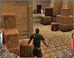 Po wyjściu na miasto, skieruj swoje kroki do dużej drewnianej bramy [1], przez którą przejdź - Misja 7 (cz.2) | Augustus W służbie Cezara - Augustus: W służbie Cezara - poradnik do gry