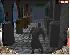 Kolejne kamienne przejście doprowadzi cię do strażnika oraz pewnej kobiety [1], więc rozprawienie się z Rzymianinem nie powinno stanowić większych problemów - Misja 9 (cz.1) | Augustus W służbie Cezara - Augustus: W służbie Cezara - poradnik do gry