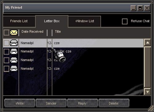 Druga zakładka Friends List to Letter Box - Friends List | Porady i opis mechanik rozgrywki w MU Online - MU Online - poradnik do gry