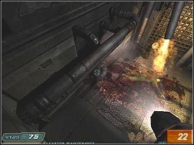 Idź cały czas przed siebie, eksterminując wrogów i zatrzymaj się dopiero w sali, gdzie napotkasz pierwszą w Resurrection of Evil szafkę zamykaną kodem (#20) - Erebus - Level 2 cz.2 | Doom 3 Resurrection of Evil - Doom 3: Resurrection of Evil - poradnik do gry