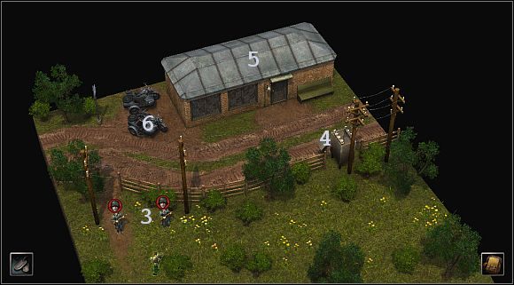 Szybko zauważysz niewielki budynek i dwa stojące obok niego motocykle - [Alianci] Pierwsza misja | Silent Storm - Silent Storm - poradnik do gry