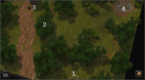 Zaczynasz ukryty wśród drzew w południowo wschodnim rogu mapy (1 ) - [Alianci] (Północna Anglia) Skrytka agenta | Silent Storm - Silent Storm - poradnik do gry