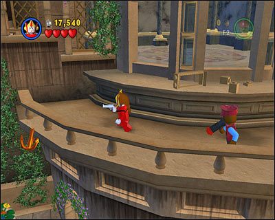 Gdy znajdziesz się po wewnętrznej stronie, dużego, półokrągłego okna, wybij szyby blasterem i wyjdź na zewnątrz - [E1] Chapter 3 - Escape from Naboo - LEGO Star Wars - poradnik do gry