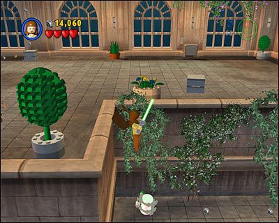 Na placu, na którym musisz wytransportować wszystkie postacie na wyższy poziom, zeskocz w miejsce widoczne na screenie powyżej - [E1] Chapter 5 - Kanistry 5-7 - LEGO Star Wars - poradnik do gry