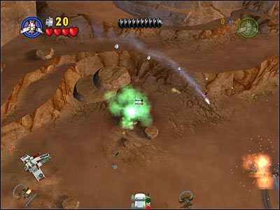 W drugiej części etapu musisz udaremnić wielkiemu, kulistemu okrętowi kosmicznemu start - [E2] Chapter 4 - Gunship Cavalry - LEGO Star Wars - poradnik do gry