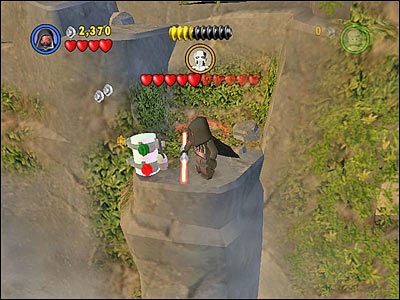 Półka skalna, która widzicie na screenie jest kawałek na prawo od punktu pokazanego przy okazji kanistra #6 - [E3] Chapter 3 - Kanistry 7-10 - LEGO Star Wars - poradnik do gry