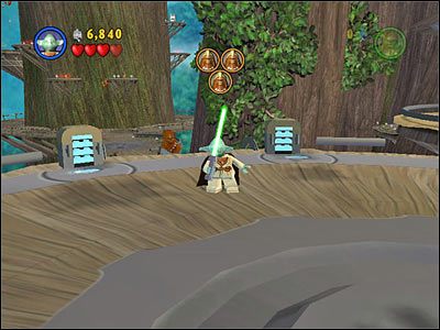Otwórz sobie przejście, używając Mocy na niebieskich generatorach koło mostu zwodzonego - [E3] Chapter 4 - Defense of Kashyyyk - LEGO Star Wars - poradnik do gry