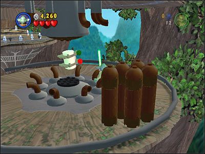 Zniszcz wszystkie rury trzymające butle tuż przy samym początku etapu, po czym przestaw je same za pomocą Mocy, a kanister będzie Twój - [E3] Chapter 4 - Kanistry 1-3 - LEGO Star Wars - poradnik do gry