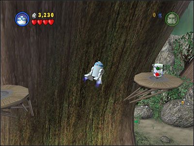 Mniej więcej na środku plaży zobaczysz platformę, na którą dostać się będą mogły tylko wysoko skaczące postacie - [E3] Chapter 4 - Kanistry 4-7 - LEGO Star Wars - poradnik do gry