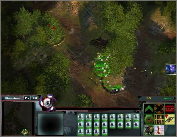 Pamiętaj, aby na przedzie szły oddziały szturmowe, a nie snajperzy, ponieważ za jednym z zakrętów zaatakuje cię liczny oddział przeciwnika [2] [screen] - Misja 4 | Misje 1-5 | Act of War Direct Action - Act of War: Direct Action - poradnik do gry