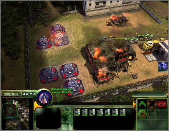 Na miejscu rozpraw się kilkoma pojazdami rakietowymi oraz podciągnij własne oddziały naprawcze i przeciwlotnicze, które ułatwią ci pacyfikację - Misja 9 | Misje 6-10 | Act of War Direct Action - Act of War: Direct Action - poradnik do gry