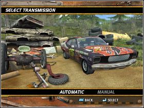 Pierwszym krokiem będzie kupno samochodu (opis) a następnie wybór wygodnej dla nas skrzyni biegów - rzęcznej bądź automatycznej - Instrukcja cd. | FlatOut - FlatOut - poradnik do gry