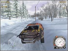 Bardzo szybko trafimy na bardzo długą prostą, co prawda nie pozbawioną kilku lekkich zakręcików, ale trochę poszarżować można - Gold Class (4) | Trasy | FlatOut - FlatOut - poradnik do gry