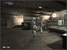 Wychodzimy z siebie (Projection), po czym wcielamy się w jednego ze strażników i przechodzimy przez ukazane na rysunku drzwi (korzystając ze skanera) - [Solucja] Etap 15 | Second Sight - Second Sight - poradnik do gry