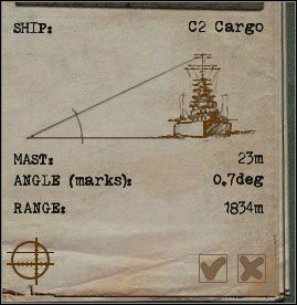 Nanosimy te dane na mapę nawigacyjną zaznaczając punkt, w którym znajduje się statek-cel - Wyznaczenie odległości do celu | Atak i obrona w Silent Hunter 3 - Silent Hunter III - poradnik do gry