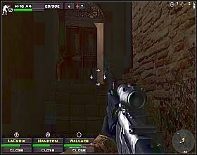 Podejdź do narożnika budynku z prawej, wychyl się i zacznij strzelać do wrogów rozstawionych wzdłuż ulicy - Misja 3 | Close Combat First to Fight - Close Combat: First to Fight - poradnik do gry