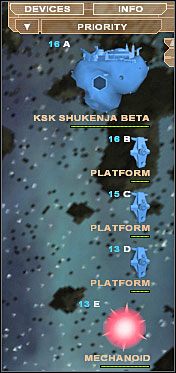 Po prawej stronie znajduje się panel obiektów wykrywanych przez nasze skanery (panel 2) - co nie jest tożsame z obiektami będącymi w okolicy - Poradnik do gry - Interface gry cz.1 | Nexus The Jupiter Incident - Nexus: The Jupiter Incident - poradnik do gry