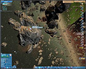 NavPoint 13 - będąc 6-7 km od niego ustawiłem swój navpoint za pobliskim astreoidem - tak by mnie zasłonił przed kręcącymi się w okolicy statkami Gorgów - Misja 13 - Sneaking | Kampania 3 | Nexus The Jupiter Incident - Nexus: The Jupiter Incident - poradnik do gry