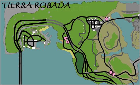Lokalizacja pojazdów eksportowych w Tierra Robada - GTA San Andreas: Export, kradzież pojazdów - solucja, opis przejścia - GTA San Andreas - poradnik do gry