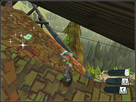 8. Na właściwym dachu Lodge, pod tym większym. Przeskocz na właściwy dach wykonując podwójny skok z liny znanej Ci z poprzednich kart; musisz to zrobić w odpowiednim miejscu, jest tylko jedno, gdzie to się uda. - Main Campgrounds (1) | Lokalizacje przedmiotów | Psychonauts - Psychonauts - poradnik do gry