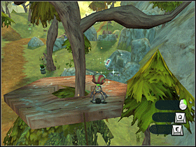 12. Na półce przy jednym z drzew. Aby się na nią dostać, z pagórków opisanych przy poprzedniej karcie przejdź na kładkę. Przeskocz z niej na wiszącą huśtawkę, zaś z huśtawki na półkę. - Main Campgrounds (1) | Lokalizacje przedmiotów | Psychonauts - Psychonauts - poradnik do gry