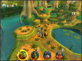 Pod częścią, na której stoimy, znajduje się fasolka [1/12] - [Solucja] Etap 1 - Bagno Shreka cz.1 | Shrek 2 Team Action - Shrek 2: Team Action - poradnik do gry