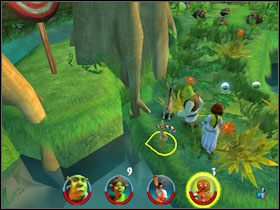 W jednej ze skrzyń po lewej znajdujemy fasolkę [11/12] - [Solucja] Etap 1 - Bagno Shreka cz.4 | Shrek 2 Team Action - Shrek 2: Team Action - poradnik do gry