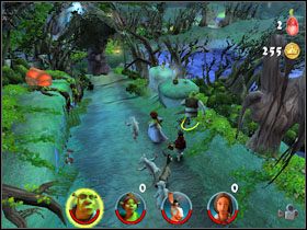 Rozwalamy leżące na ziemi drzewo i podnosimy fasolkę [2/12] - [Solucja] Etap 2 - Straszny Las cz.1 | Shrek 2 Team Action - Shrek 2: Team Action - poradnik do gry