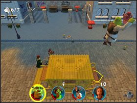Korzystamy z trampoliny obok bramy i wskakujemy po szóstą skorupkę - [Solucja] Etap 3 - Zasiedmiogród cz.3 | Shrek 2 Team Action - Shrek 2: Team Action - poradnik do gry