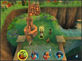 Teraz wracamy do widocznego na rysunku miejsca i przeskakujemy Kotem w Butach po ostatnią fasolkę [12/12] - [Solucja] Etap 5 - Na ścieżce cz.5 | Shrek 2 Team Action - Shrek 2: Team Action - poradnik do gry