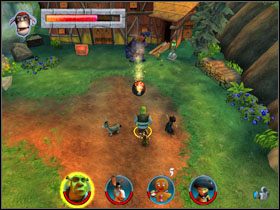 Wkładamy zębatkę do mechanizmu, przechodzimy dalej i oglądamy scenkę - [Solucja] Etap 5 - Na ścieżce cz.5 | Shrek 2 Team Action - Shrek 2: Team Action - poradnik do gry