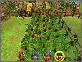 Udajemy się w zupełnie drugą stronę i korzystamy z pobliskiej platformy, by złapać następną fasolkę [8/12] - [Solucja] Etap 6 - Farma Jacka i Jilla cz.3 | Shrek 2 Team Action - Shrek 2: Team Action - poradnik do gry