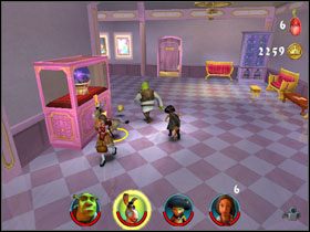 Z szafy w rogu zbieramy jeszcze jedną fasolkę [7/12] - [Solucja] Etap 7 - Wróżka Chrzestna cz.1 | Shrek 2 Team Action - Shrek 2: Team Action - poradnik do gry