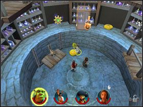 Po chwili taśmy zaczynają się poruszać, więc dodatkowo kierujemy się w głąb ekranu, a później uważamy na skrzynie - [Solucja] Etap 7 - Wróżka Chrzestna cz.2 | Shrek 2 Team Action - Shrek 2: Team Action - poradnik do gry