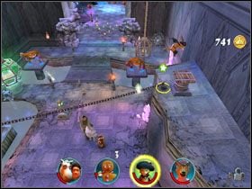 Pociągamy za wajchę, po czym likwidujemy dwie plujące w nas żaby - [Solucja] Etap 9 - Kopalnie cz.1 | Shrek 2 Team Action - Shrek 2: Team Action - poradnik do gry