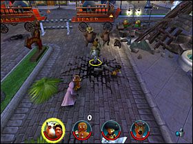 Wbiegamy po schodkach i ratujemy pozostałych ludzi, gasząc przy okazji co się da - [Solucja] Etap 10 - Ciastko, Ciastko cz.1 | Shrek 2 Team Action - Shrek 2: Team Action - poradnik do gry