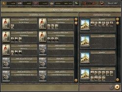 Po lewej stronie nasi dowódcy ze swoimi żołnierzami oraz nasze okręty wojenne plus ich położenie (gdzie przebywają), a po prawej nasze Akademie wojskowe (Military Academies) i porty oraz armie lądowe i okręty w nich stacjonujące - Poradnik do gry - Mapa strategiczna | Imperial Glory - Imperial Glory - poradnik do gry