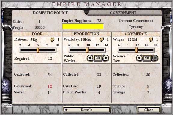 W zależności od obowiązującego ustroju obywatele mają różne wymagania odnośnie racji żywnościowych, długości pracy, czy też wynagrodzenia - Poradnik do gry - Gospodarka | Call to Power II - Call to Power II - poradnik do gry