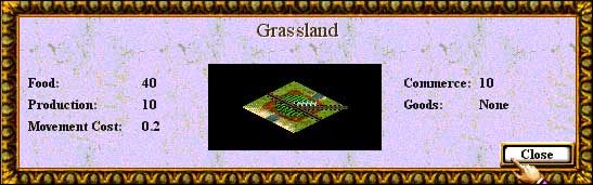 Każdy kwadrat terenu ma określoną wartość żywności (Food), produkcji (Production), wytwarza określoną ilość złota (Commerce) - Rozwój miast | Call to Power II - Call to Power II - poradnik do gry