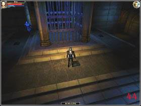 Twoje zadanie na tym etapie, to zebrać cztery kamienie, które znajdują się w skrzyniach (niebieskie kwadraty na mapie) i użyć ich dookoła klatki w centrum mapy (2) - Trial of Ancient Elders | Arindale | Dungeon Lords - Dungeon Lords - poradnik do gry