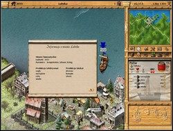 To, jakie dobra miasto produkuje i jakich w związku z ich produkcją samo może potrzebować, możesz sprawdzić klikając lewym przyciskiem myszy na kropce miasta (w widoku mapy morskiej) lub na pomniku (monumencie) gdzieś pośrodku osady (w widoku miasta) - Podstawy | Handel i Produkcja Patrician III Rise of the Hanse - Patrician III: Rise of the Hanse - poradnik do gry