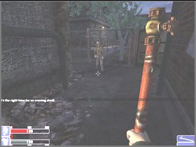 Po chwili przyjdzie tu palący się zombie (lewy obrazek), lecz wystarczy jeden cios, by padł - [01] Slum area cz.1 w Hellforces - Hellforces - poradnik do gry