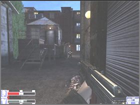 Omiń budynek, skręć w lewo, zabij grubasa w garniturze widocznego na lewym obrazku, potem najemnika widocznego na prawym obrazku - po prawej - [06] Broken Lanterns Street cz.1 w Hellforces - Hellforces - poradnik do gry