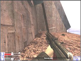 Na końcu zabij jeszcze jednego w korytarzu po prawej i zabierz widoczną na lewym obrazku apteczkę - [09] Brodmans arena cz.1 w Hellforces - Hellforces - poradnik do gry